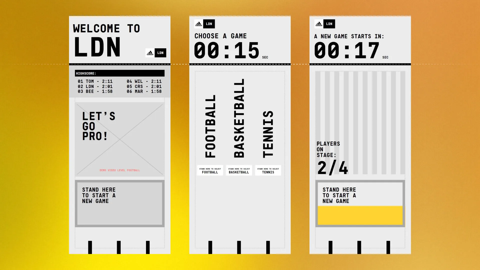 User Interface Mock-Up / Wireframes der LDN Challenge