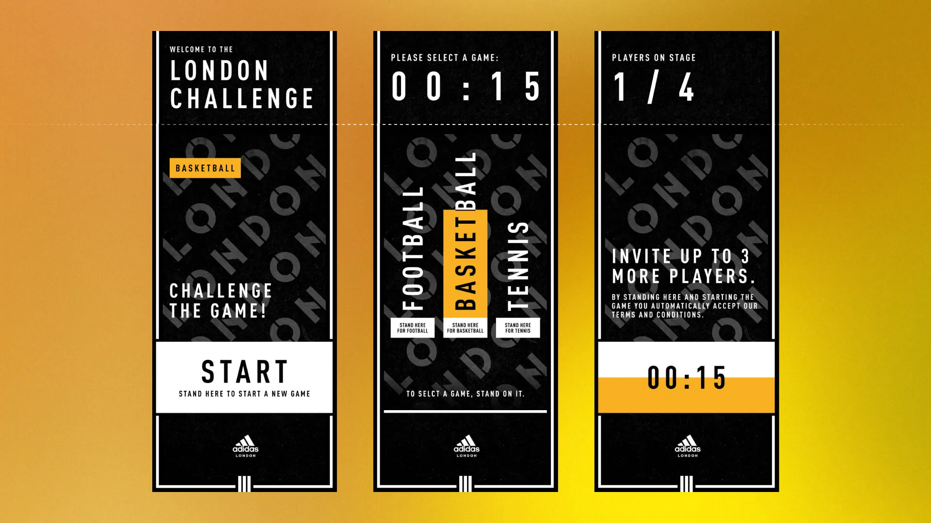 Finales User Interface, Idle und Start, der LDN Challenge adidas London